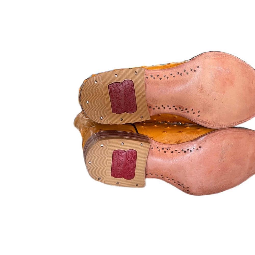 Campos Men's Orange Ostrich Cowboy boots - Picture 4 of 6